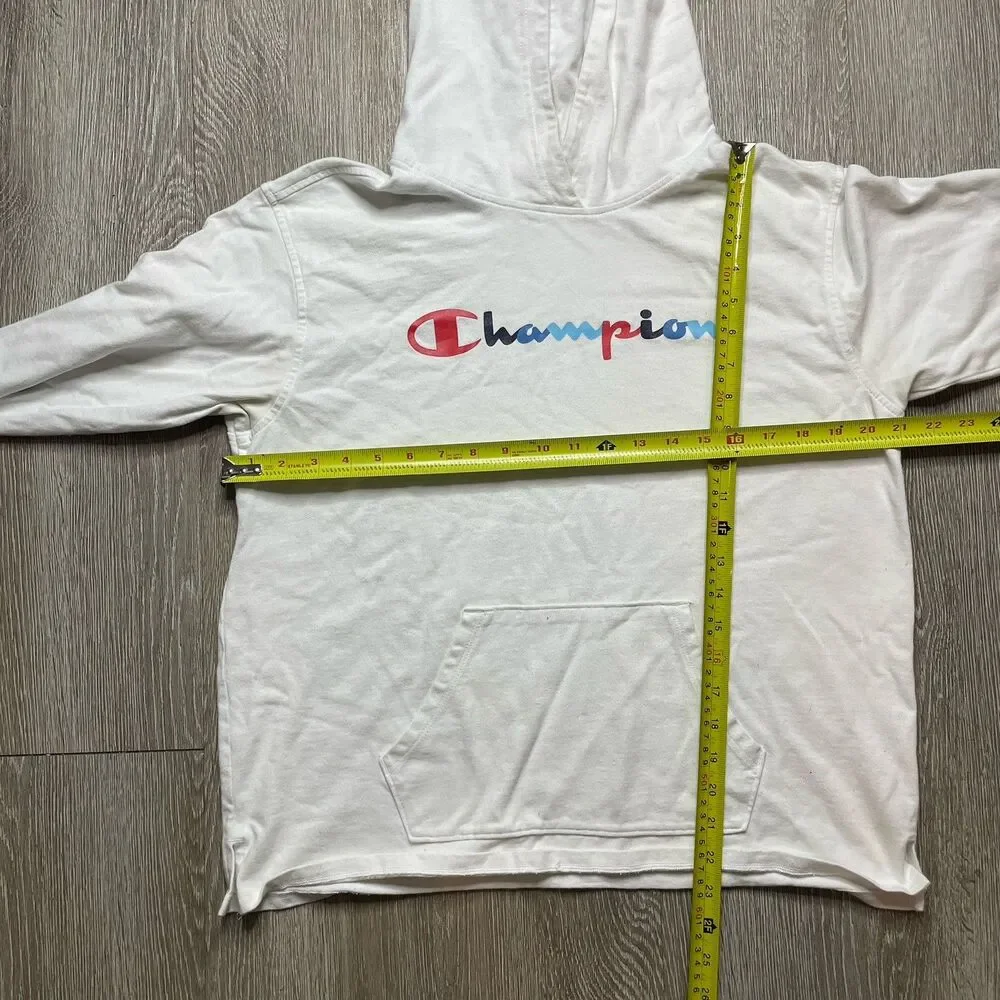 Champion Hoodie Sweater Size (L) Sweatshirt White Colorful Spell Out